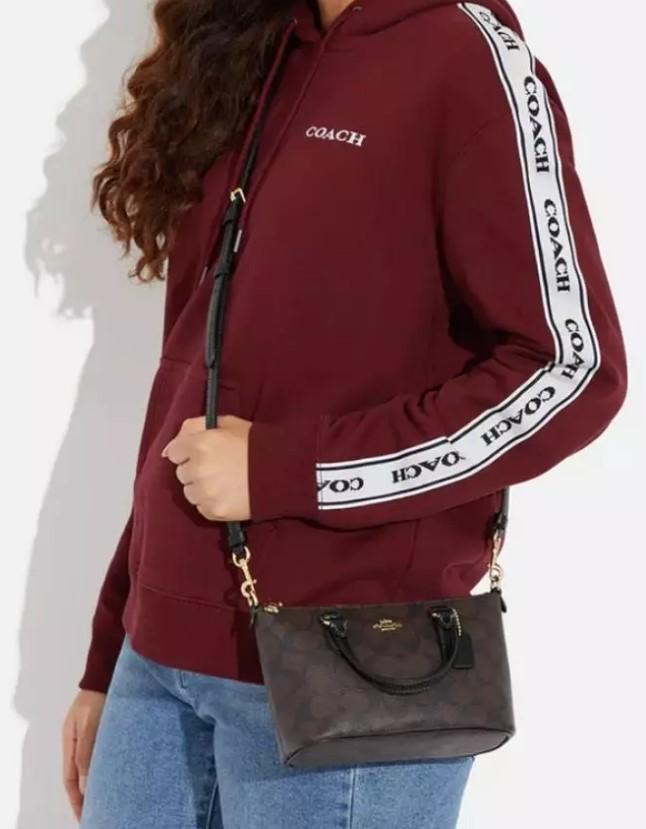 Coach Mini Gallery Crossbody In Signature Canvas Brown Black Authentic-Preloved