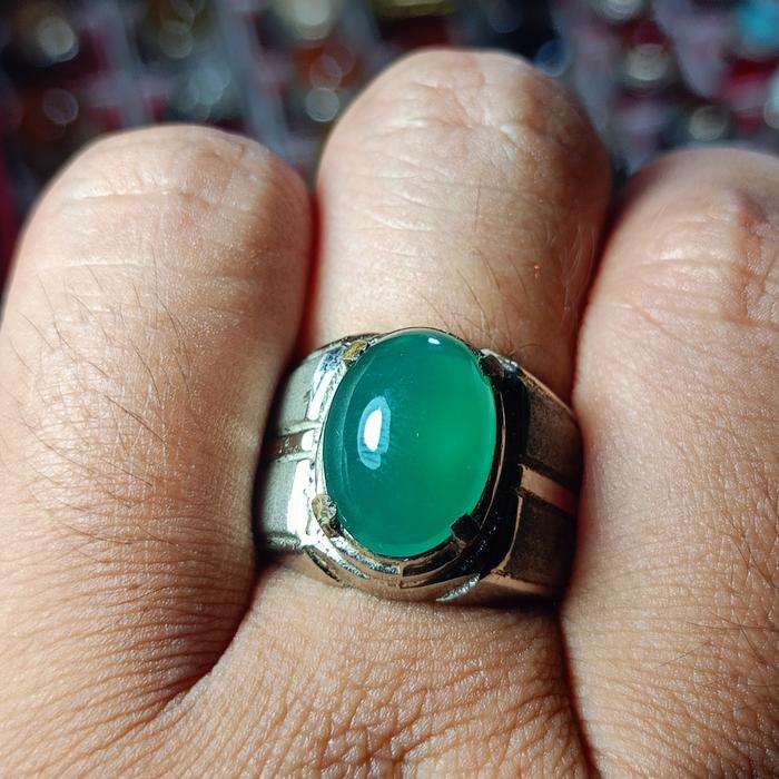 Batu Cincin Akik Bacan palamea Ijo Kristal giwang kantoran