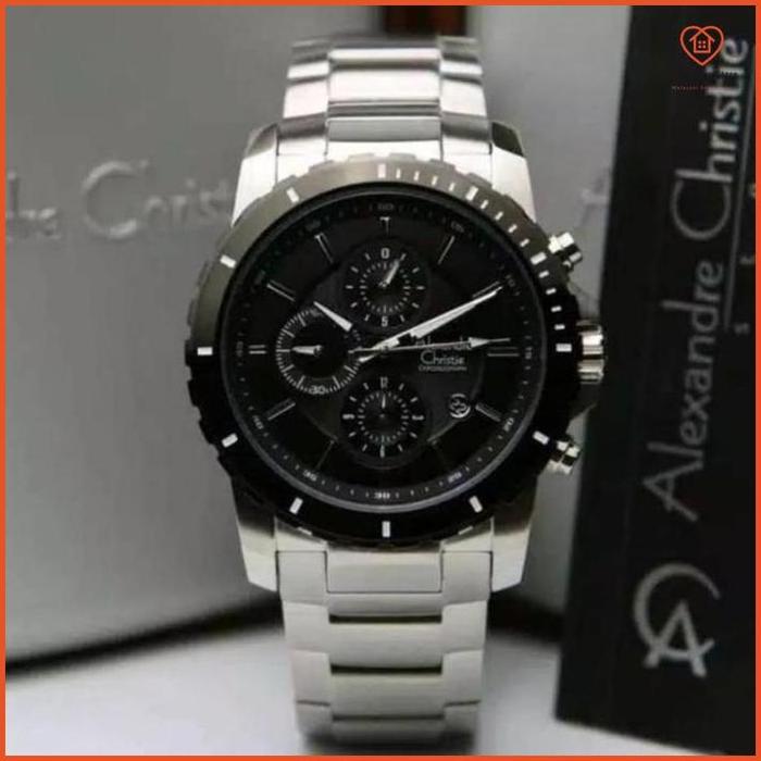 ORIGINAL GARANSI RESMI 1 TAHUN JAM TANGAN PRIA ALEXANDRE CHRISTIE CHRONOGRAP RANTAI STAINLESS STEEL 