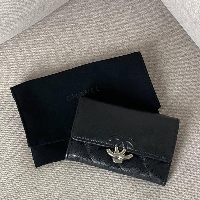 Preloved Chanel Card Wallet Black with Special Buckle #29 @4,99jt only!