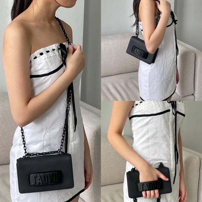 FAST SALE! Preloved Christian Dior J'adior Ultra Matte Black Leather Flap Bag (17,5 x 11cm) @14,99jt