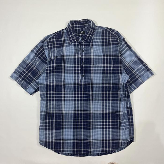 Uniqlo Madras Gingham Cotton Half Button Shirt no Muji Uniqlo U Carhartt Dickies Supreme Stussy Unde