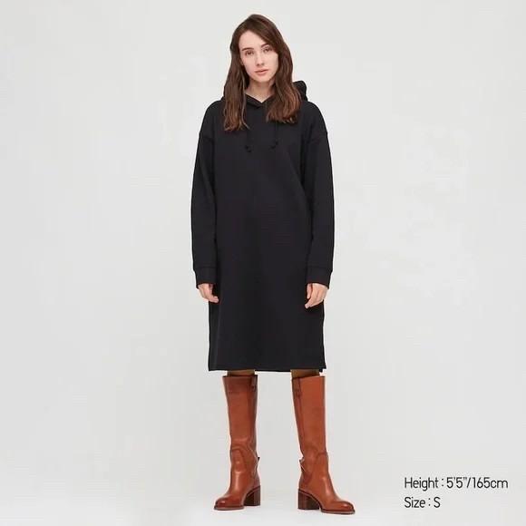 𝙋𝙍𝙀𝙇𝙊𝙑𝙀𝘿 Uniqlo Navy Blue Long Sleeve Hoodie Jacket Dress Tebal Musim Dingin
