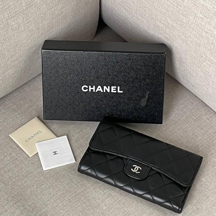 FAST SALE! Preloved Chanel Long Wallet Black SHW #19 @6,5jt only!