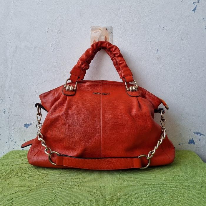 TAS SHOULDER MIU MIU WANITA KULIT ASLI SECOND BRANDED IMPORT / TAS TOP HANDLE WANITA ORANGE