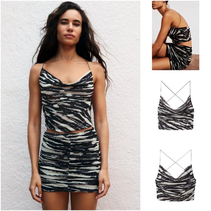 TANKTOP ZEBRA WANITA MODEL STRAP MIX ELEGAN VINTAGE PESTA PREMIUM/TANKTOP HITAM WANITA MOTIF ZEBRA G