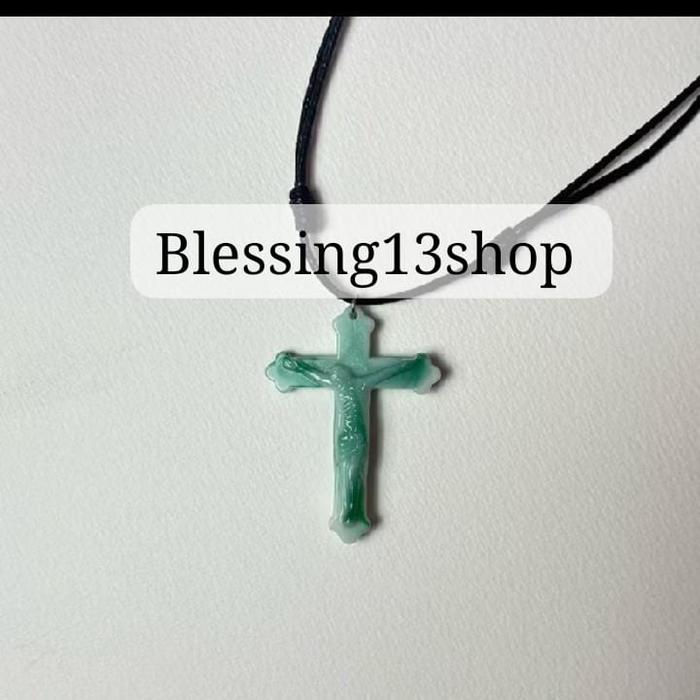 kalung salib tali hijau murah