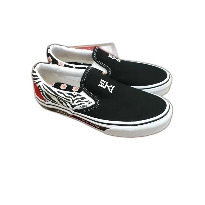 Vans Slip On Women Korean Typography Racing Red True Blue Original