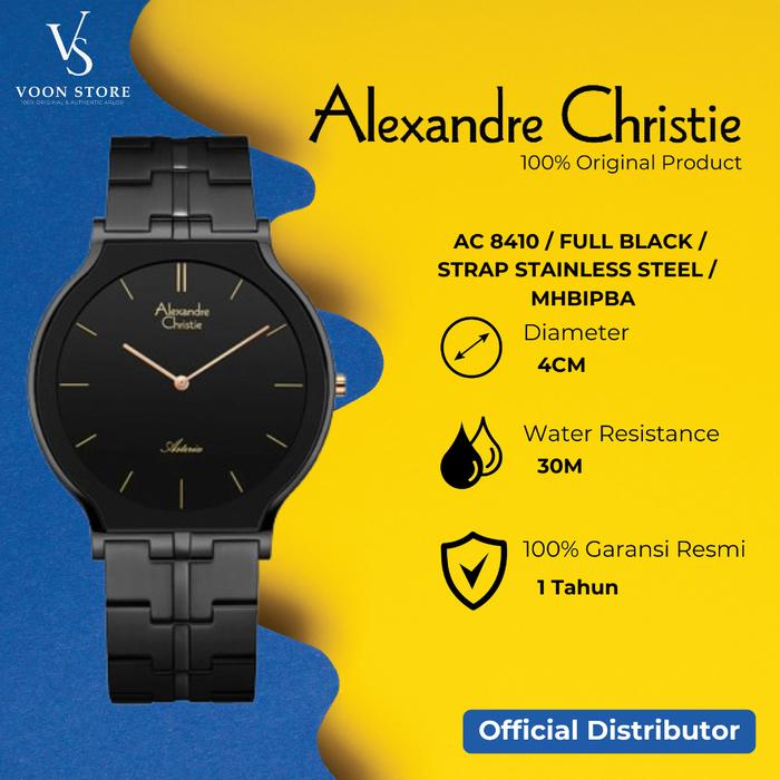 Jam Tangan Alexandre Christie Pria AC 8410 Strap Stainless Steel Asteria Ketebalan Tipis ORIGINAL