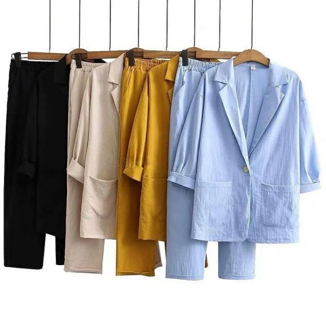 Setelan blazer celana kulot kerja wanita