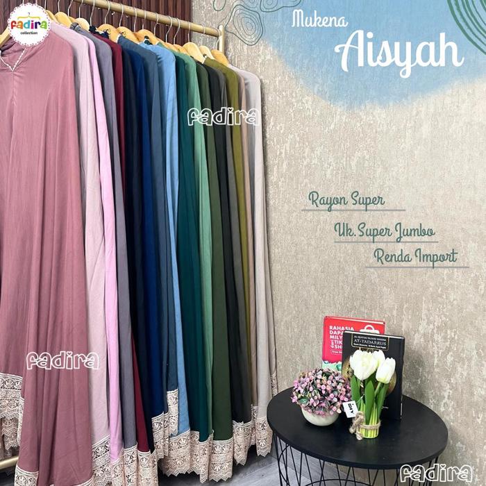 Mukena Polos Rayon Jumbo Aisyah Renda import premium elegant sultan /mukena by Fadira