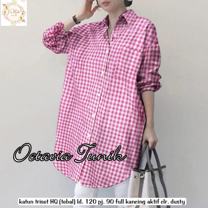 25 Kemeja wanita jumbo bhn triset premium ld 120 pj 90 modis