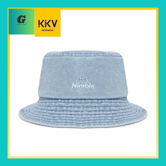 Genjos** Kkv Qd Topi Bucket Hat Basic Pria Wanita Washed Denim Jeans Vintage