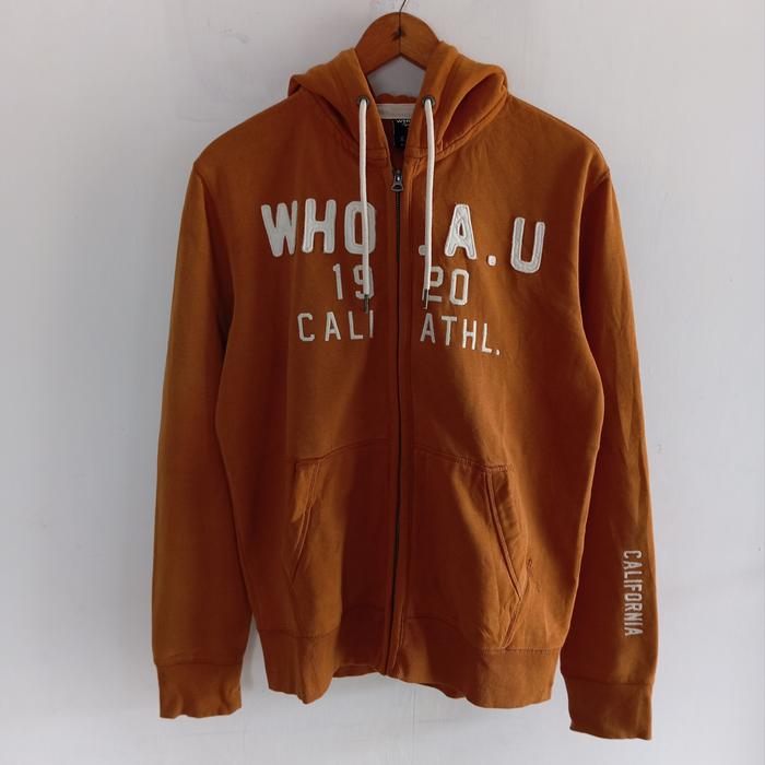 zipper hoodie WHO AU coklat