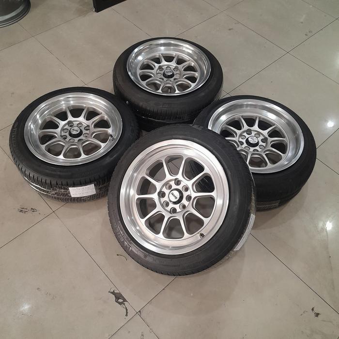 Paketan Velg Mobil Bekas Racing Rays Ring 16 Lebar 8/9 Et30/25 Pcd 8x100/114,3 + Ban Michelin 185/55