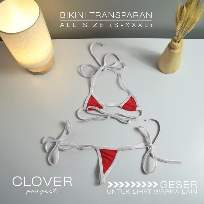 Micro Bikini Transparan Lingerie Transparan Thong G string Bra Set