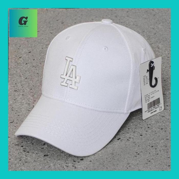 Genjos** Topi La Mlb Baseball Pria Logo Metal Plat Besi Mirror Original Full Tag
