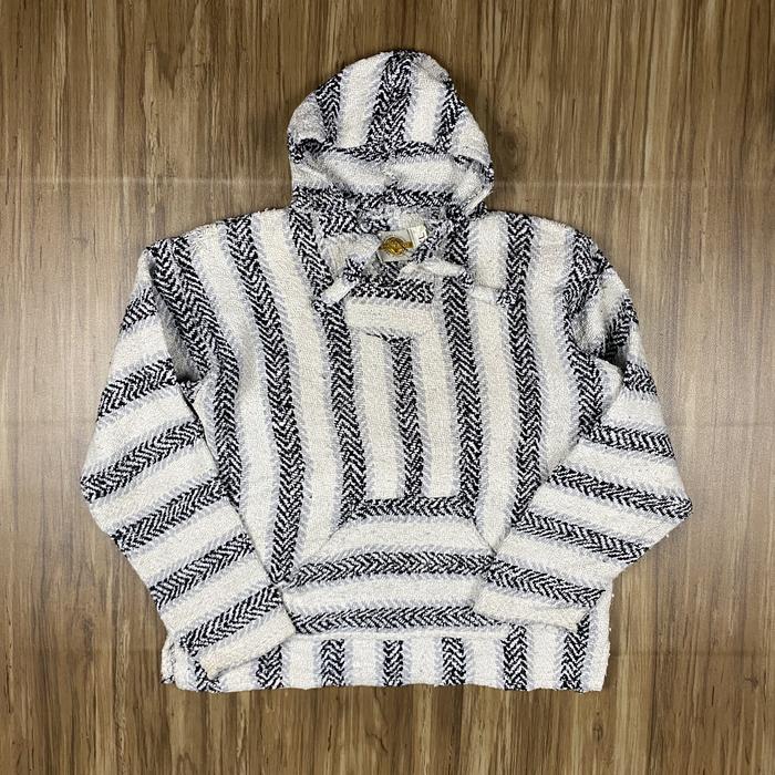 Mexican Baja Hoodie White Grey Size XL fit M