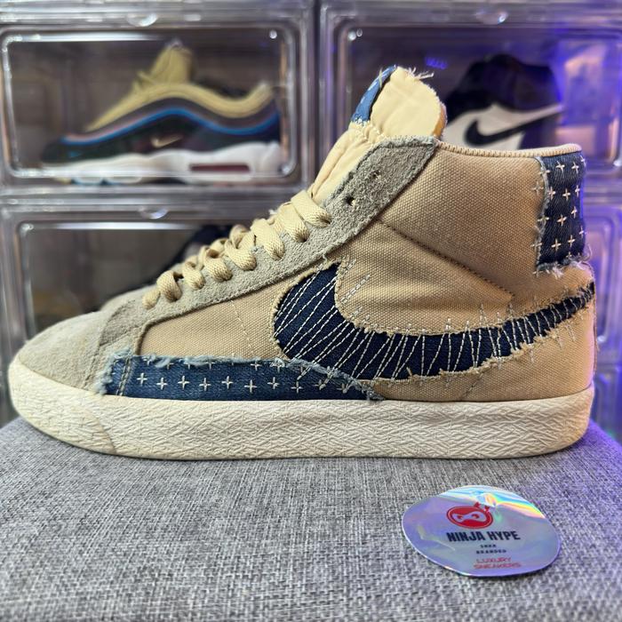 NIKE BLAZER MID 77 SB SASHIKO PACK SESAME SNEAKERS , 77 SASHIKO PACK SESAME , SEPATU BLAZER SASHIKO 
