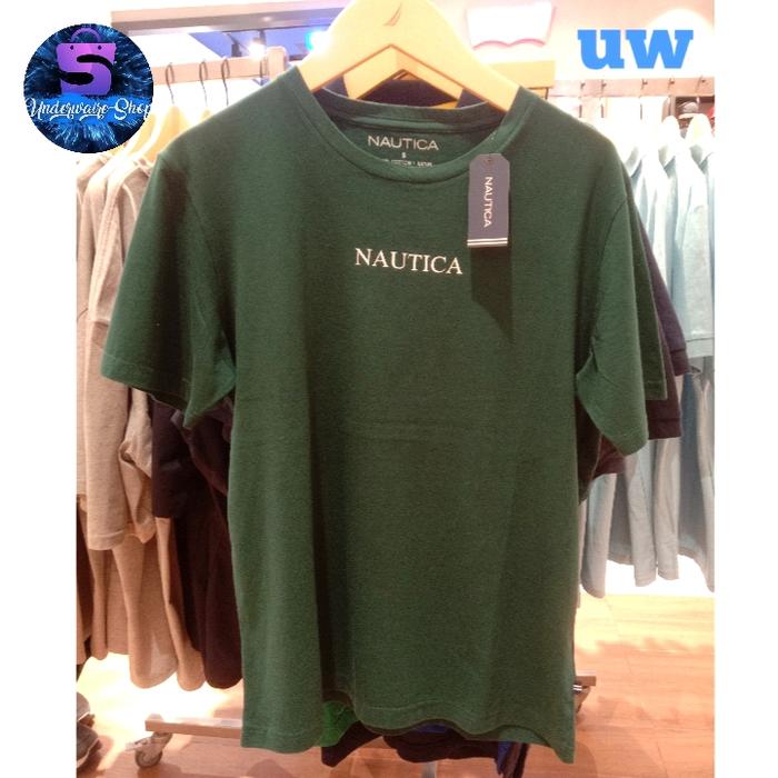 kaos pria nautica (Green Leaf) bahan katun 100. original.