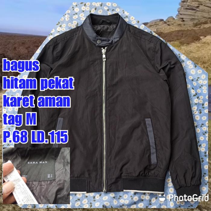 jaket work kerja casual bomber zara man hitam m