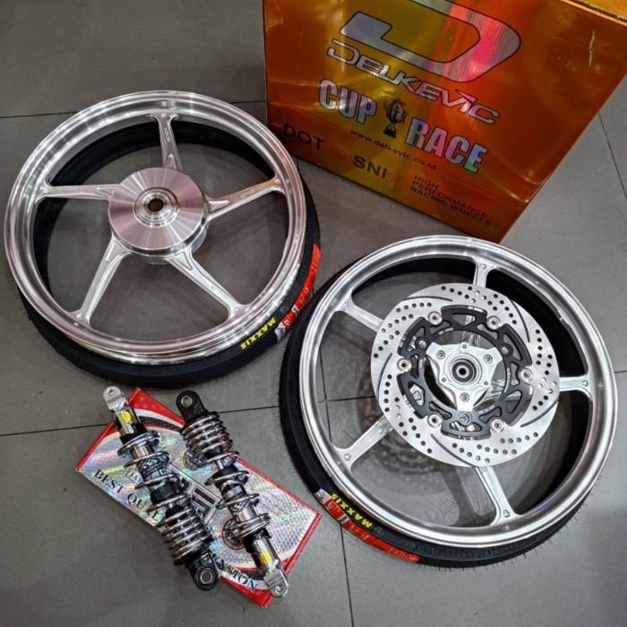 paket velg aerox ring 17 delkevic d55  plus ban disc shock dbs 8889 Motorcycle Orange