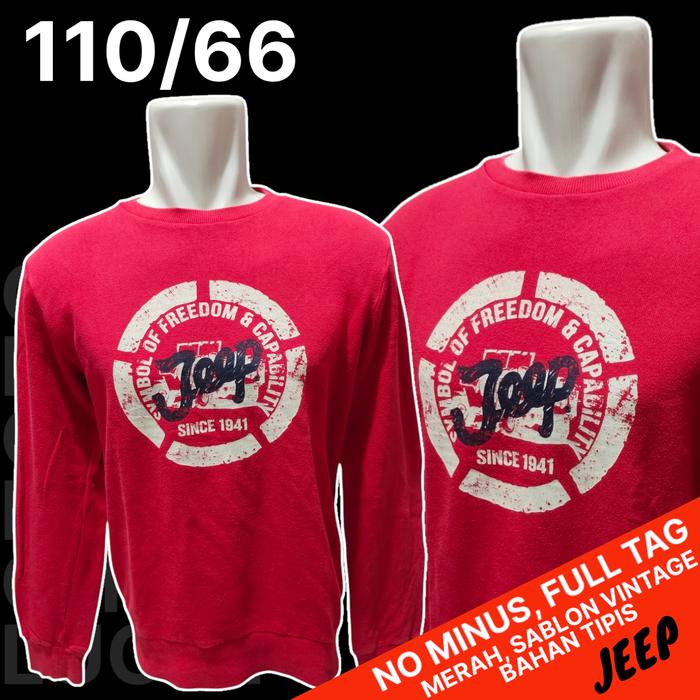 Sweater Merah Jeep/Crewneck Merah Jeep Original/CN Merah JEEP - Bekas