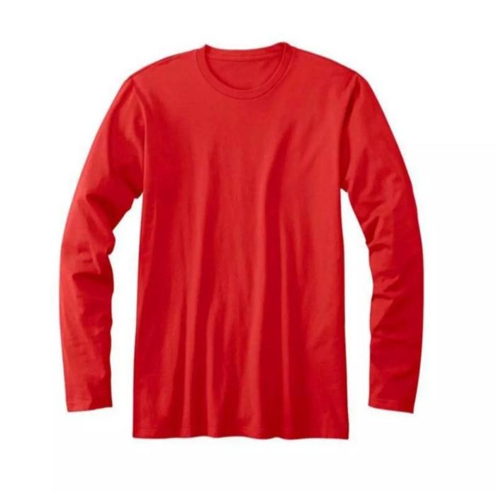 atasan kaos merah lengan panjang pria