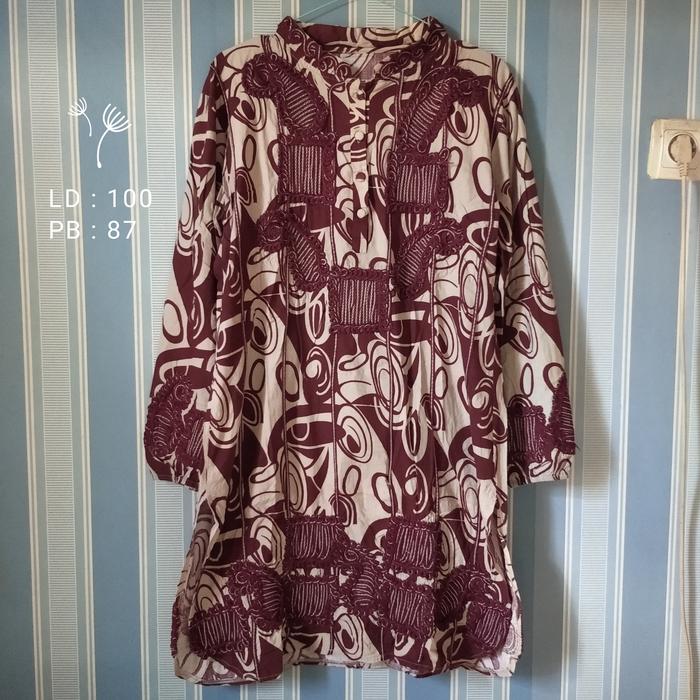 Thrift tunik bordir maroon like new