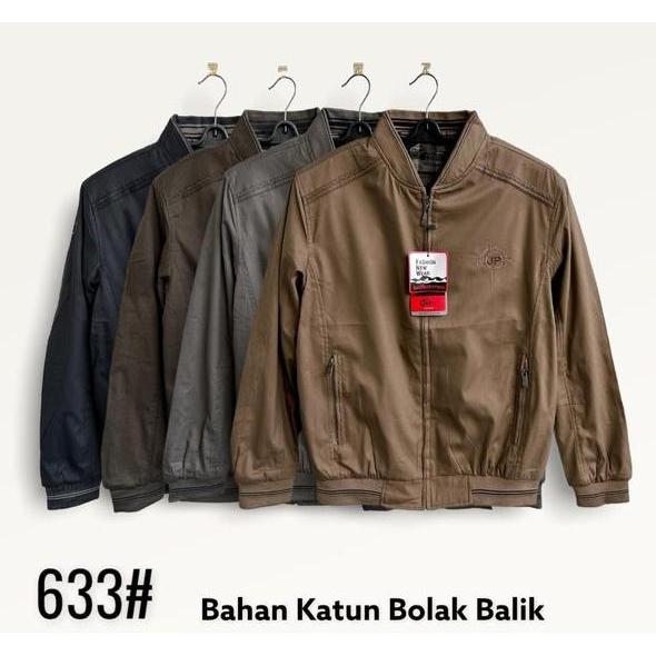 Ready jaket bomber katun DHT bolak balik import Pria