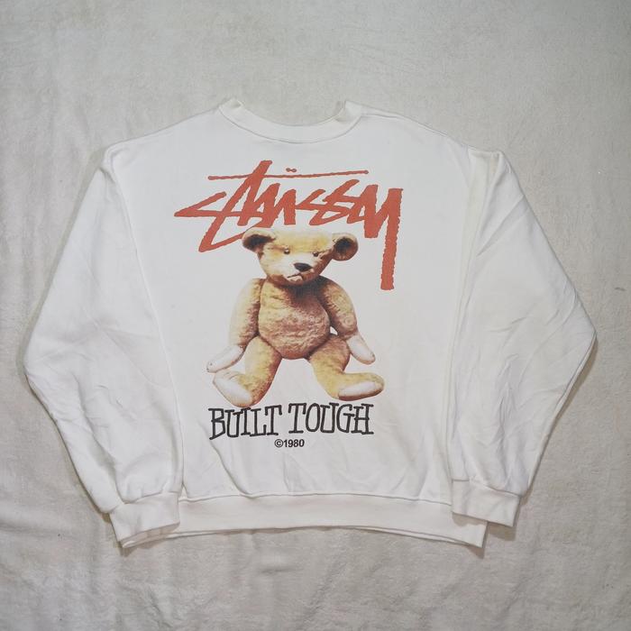 CREWNECK STUSSY BUILT TOUGH 1980, SIZE XL (SECOND BRANDED) PUTIH, PT26