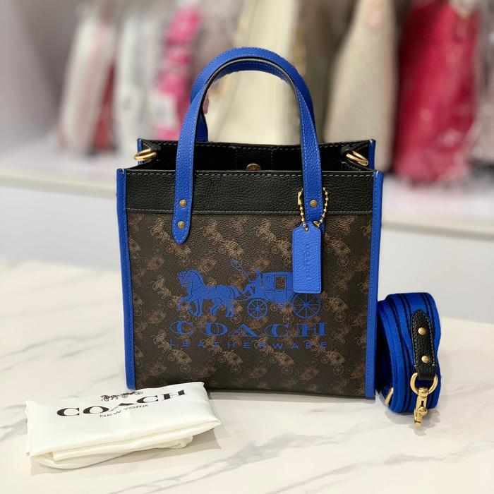 Coach field tote truffle blue satchel bag