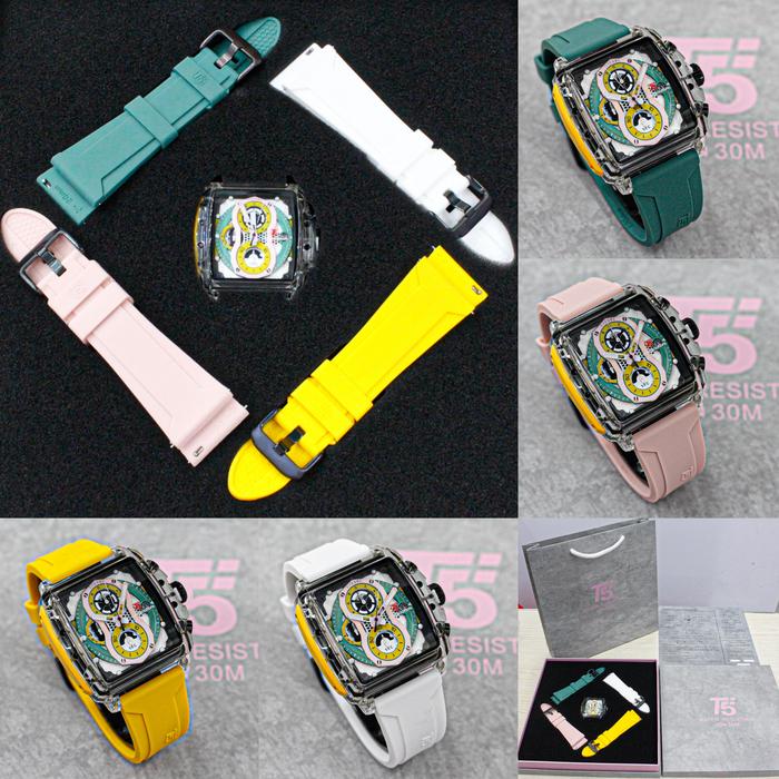 Jam tangan pria T5 Special Edition Gift Set Watches 4 Colour Combination (Straps and Dial)  T5 H 403