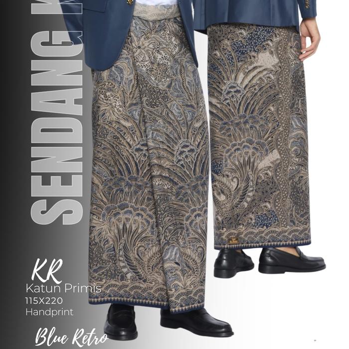 Sarung Batik Pria Wanita Al Hazmi Motif Sendang Kenongo Blue Retro