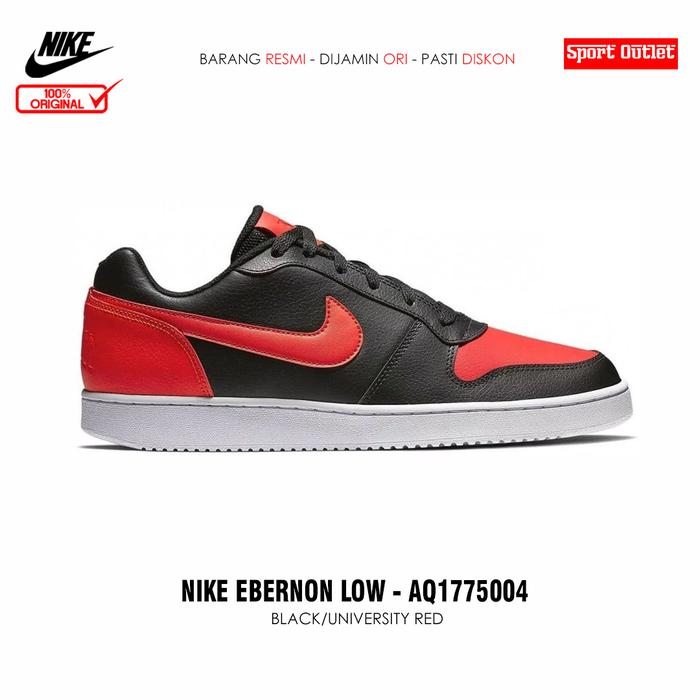 SEPATU SNEAKERS PRIA NIKE EBERNON LOW - AQ1775004 - BLACK/UNIVERSITY RED