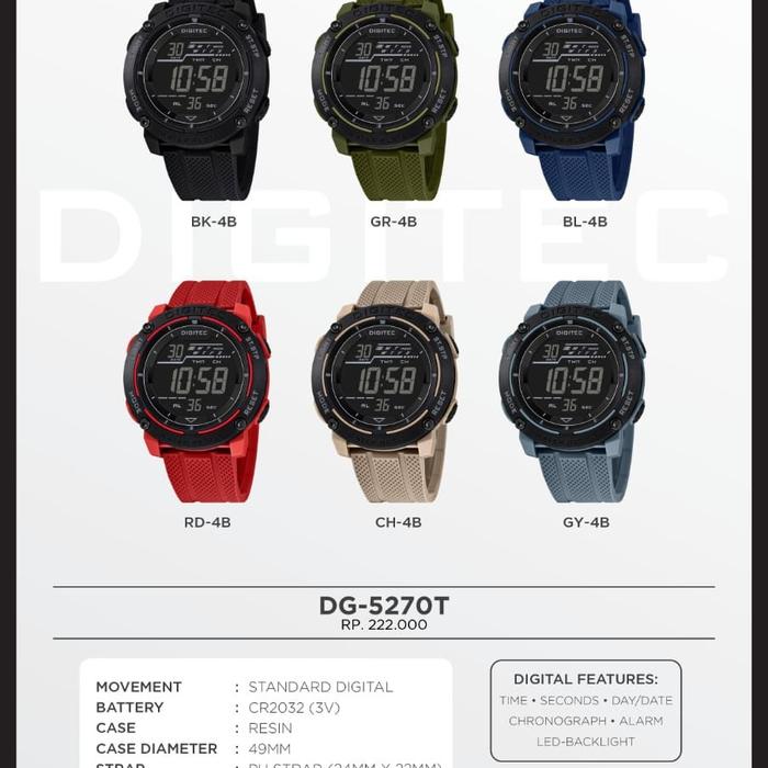 Jam Tangan Pria Digital Terbaru Merk Digitec DG5270 Original 100% Include Box & Garansi