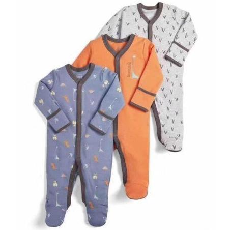 Ready Mamas & Papas Sleep Suit Dinosaurus Jumper Bayi PAnjang Pakaian Anak Sleepsuit Bayi Jumper New