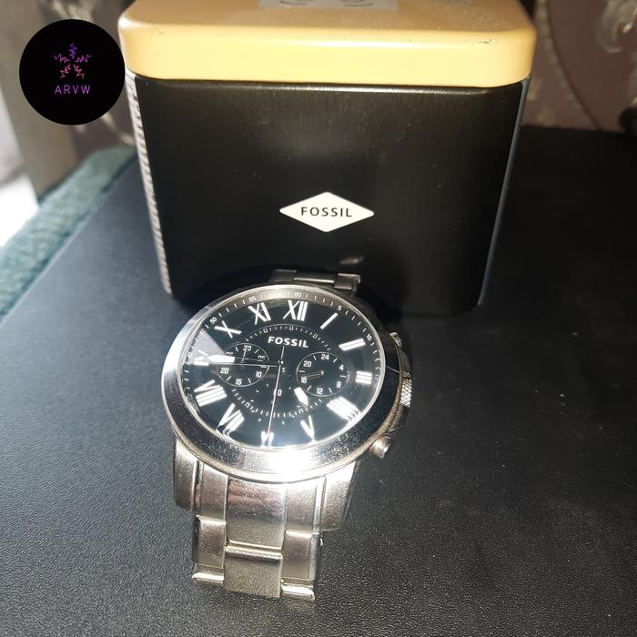 Fossil FS 4736 Stainless Grant Chronograph Silver Black