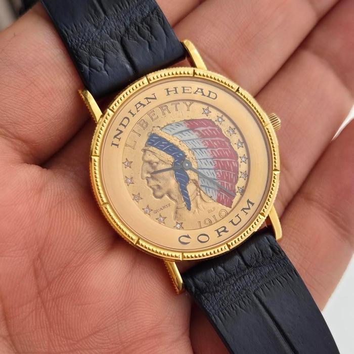 vintage 18kt corum indian american 5 dollar