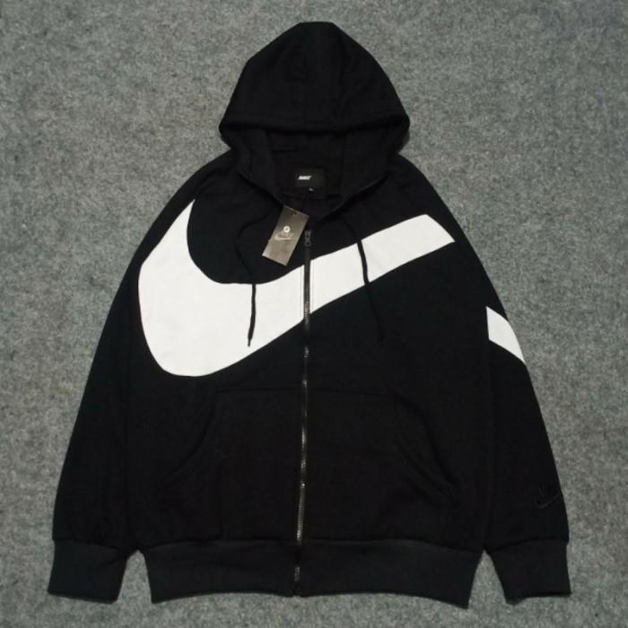 Best seller HOODIE ZIPPER SHERPA NIKE BIG SWOOSH HITAM AUTHENTIC