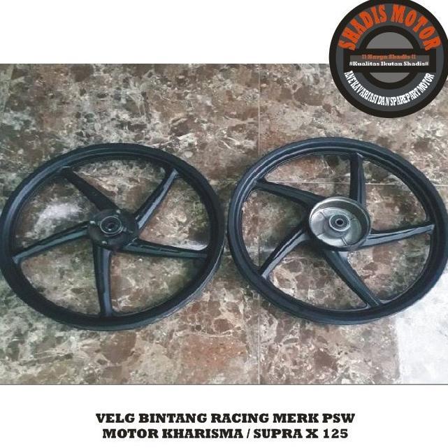 Velg Bintang Motor Merk PSW Ukuran 140/160 Ring 17 Motor Kharisma Supra X 125 Warna Hitam Velg Palan