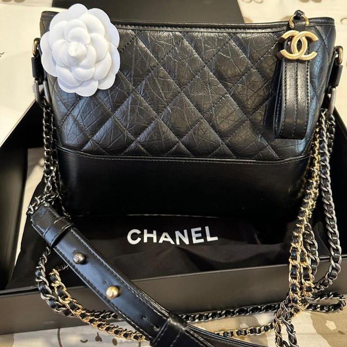 AUTHENTIC CHANEL GABRIELLE MEDIUM BLACK LEATHER PRELOVED