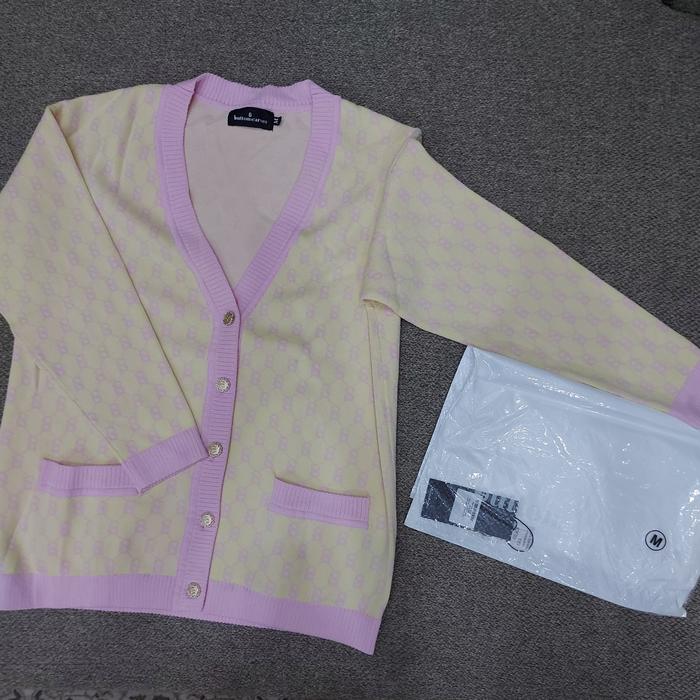 Preloved Buttonscarves Signature Monogram Cardigan Lollipop Size M