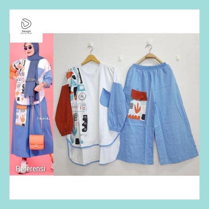 Desig_ Set Kulot Kaos Combed // Set Cel Kaos Combed Ori // Set Celana