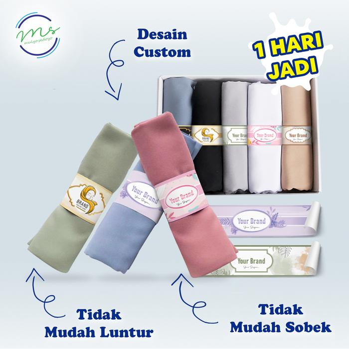 Print Roll Hijab / Roller Jilbab / Label Pengikat Kerudung Custom Logo - Art Paper 150gr