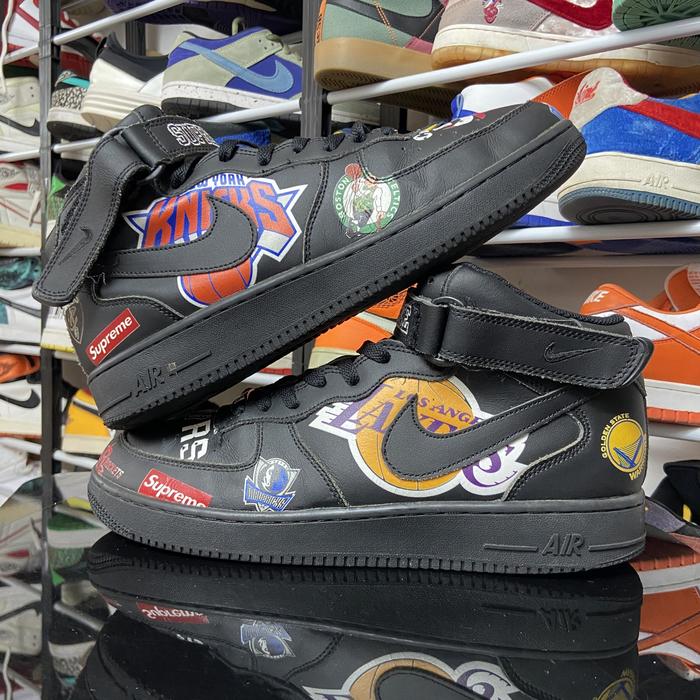 AF 1 Mid x Supreme x NBA Black With Logos