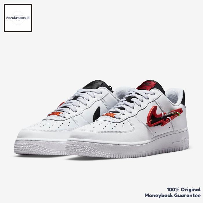Nike Air Force 1 '07 PRM Carabiner Swoosh Red Original Resmi (100% Authentic)