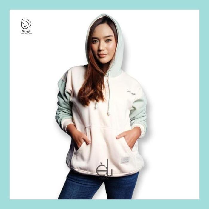Desig_ Odecu Premium Hoodie Two Color Vanilla Mint Sweater Oversize Wanita Pria