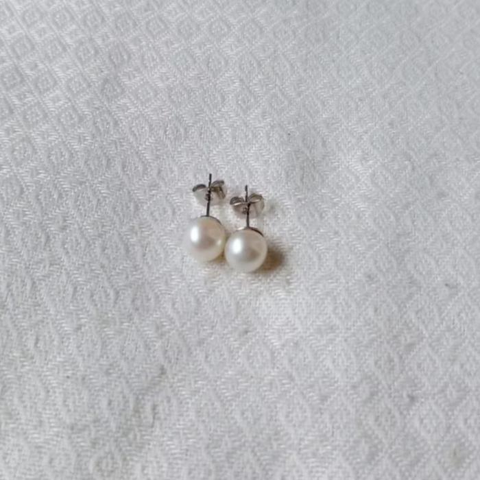 Giwang Anting Perak Asli 925 Mutiara Lombok Asli Air Laut Grade A Bersertifikat MLGPL1