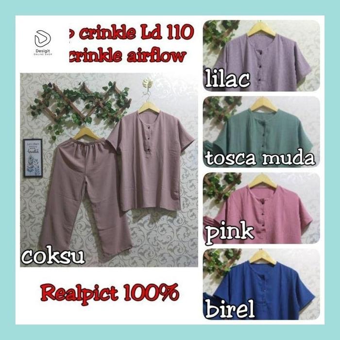 Desig_ Ld 110 Setcel Pendek Crinkle Airflow/Setelan Crinkle Pendek/Setcel Daily
